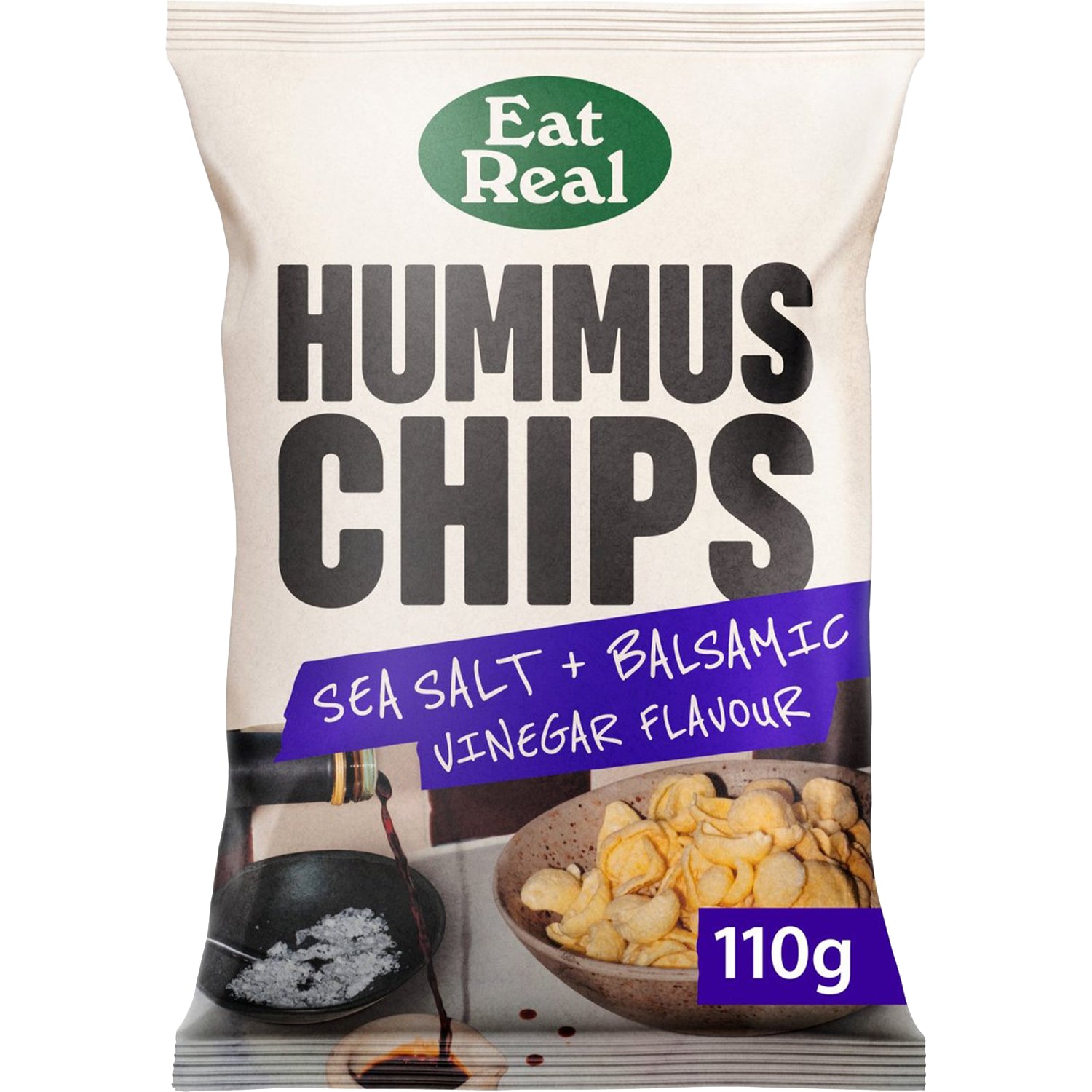 Eat Real Hummus Chips Sea Salt+Balsamic Vinegar Flavour 110g Busy