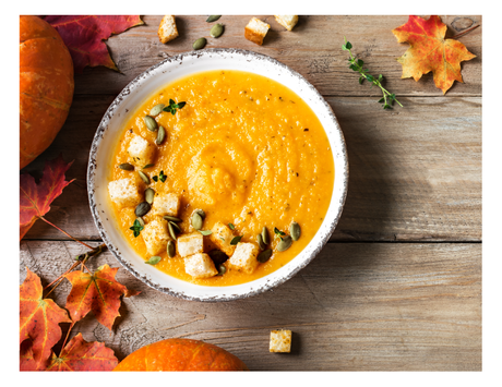 Vegan Pumpkin Carrot Soup with Pumpkin Seeds