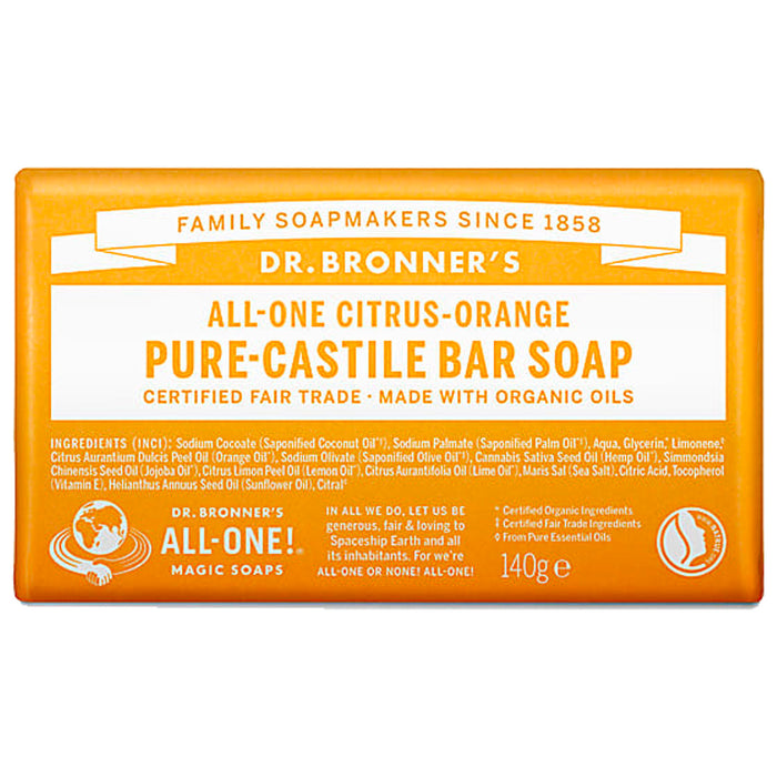 Dr. Bronner's All-One Citrus-Orange Pure-Castile Bar Soap 140g